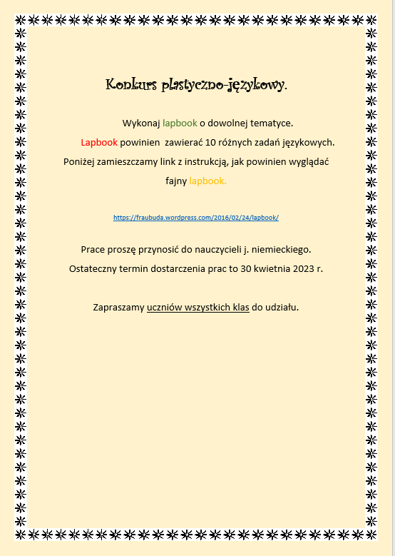 Konkurs plastyczno-językowy - lapbook